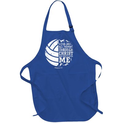 Cute Philippians 4:13 Volleyball Funny Gift Teen Her Gift Full-Length Apron With Pockets