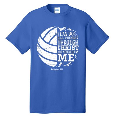 Cute Philippians 4:13 Volleyball Funny Gift Teen Her Gift Tall T-Shirt