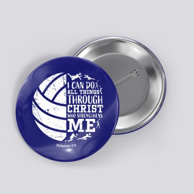 Cute Philippians 4:13 Volleyball Funny Gift Teen Her Gift Button