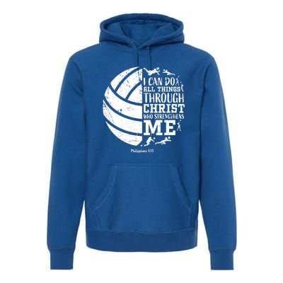 Cute Philippians 4:13 Volleyball Funny Gift Teen Her Gift Premium Hoodie