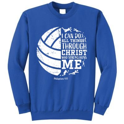 Cute Philippians 4:13 Volleyball Funny Gift Teen Her Gift Tall Sweatshirt