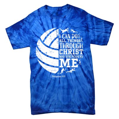 Cute Philippians 4:13 Volleyball Funny Gift Teen Her Gift Tie-Dye T-Shirt