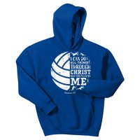 Cute Philippians 4:13 Volleyball Funny Gift Teen Her Gift Kids Hoodie