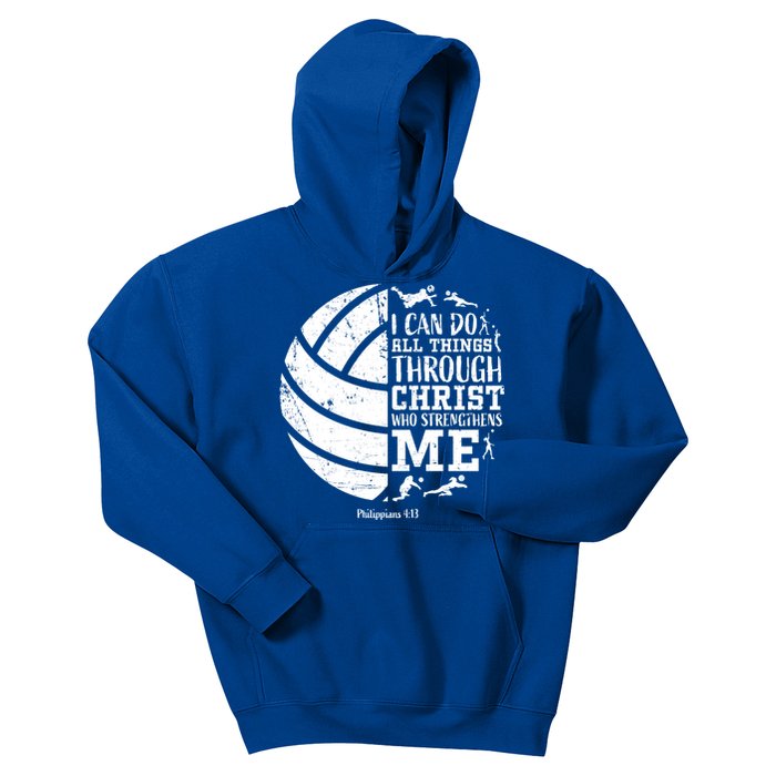 Cute Philippians 4:13 Volleyball Funny Gift Teen Her Gift Kids Hoodie