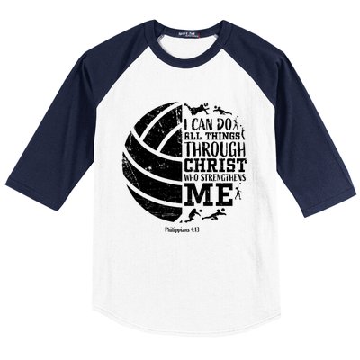 Cute Philippians 4:13 Volleyball Funny Gift Teen Her Gift Baseball Sleeve Shirt