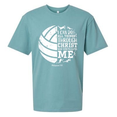 Cute Philippians 4:13 Volleyball Funny Gift Teen Her Gift Sueded Cloud Jersey T-Shirt