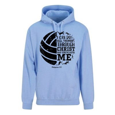 Cute Philippians 4:13 Volleyball Funny Gift Teen Her Gift Unisex Surf Hoodie