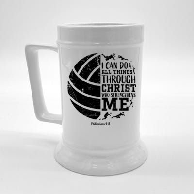 Cute Philippians 4:13 Volleyball Funny Gift Teen Her Gift Beer Stein