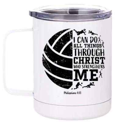 Cute Philippians 4:13 Volleyball Funny Gift Teen Her Gift 12 oz Stainless Steel Tumbler Cup