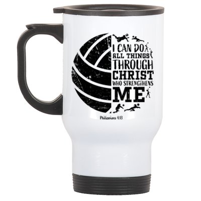 Cute Philippians 4:13 Volleyball Funny Gift Teen Her Gift Stainless Steel Travel Mug