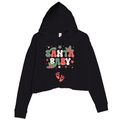 Christmas Pregnancy Announcement Santa Baby Crop Fleece Hoodie