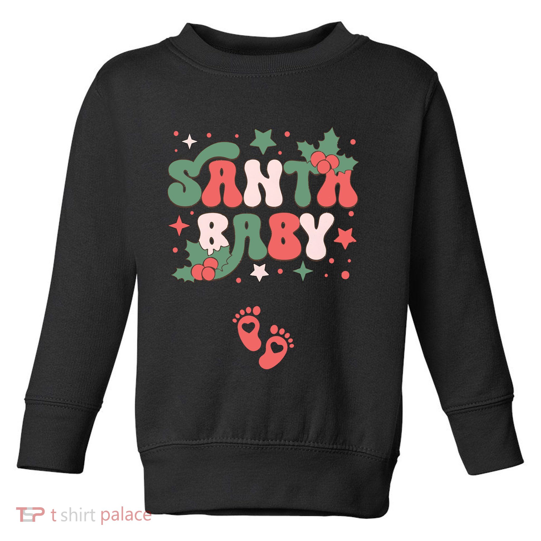 Christmas Pregnancy Announcement Santa Baby Toddler Sweatshirt
