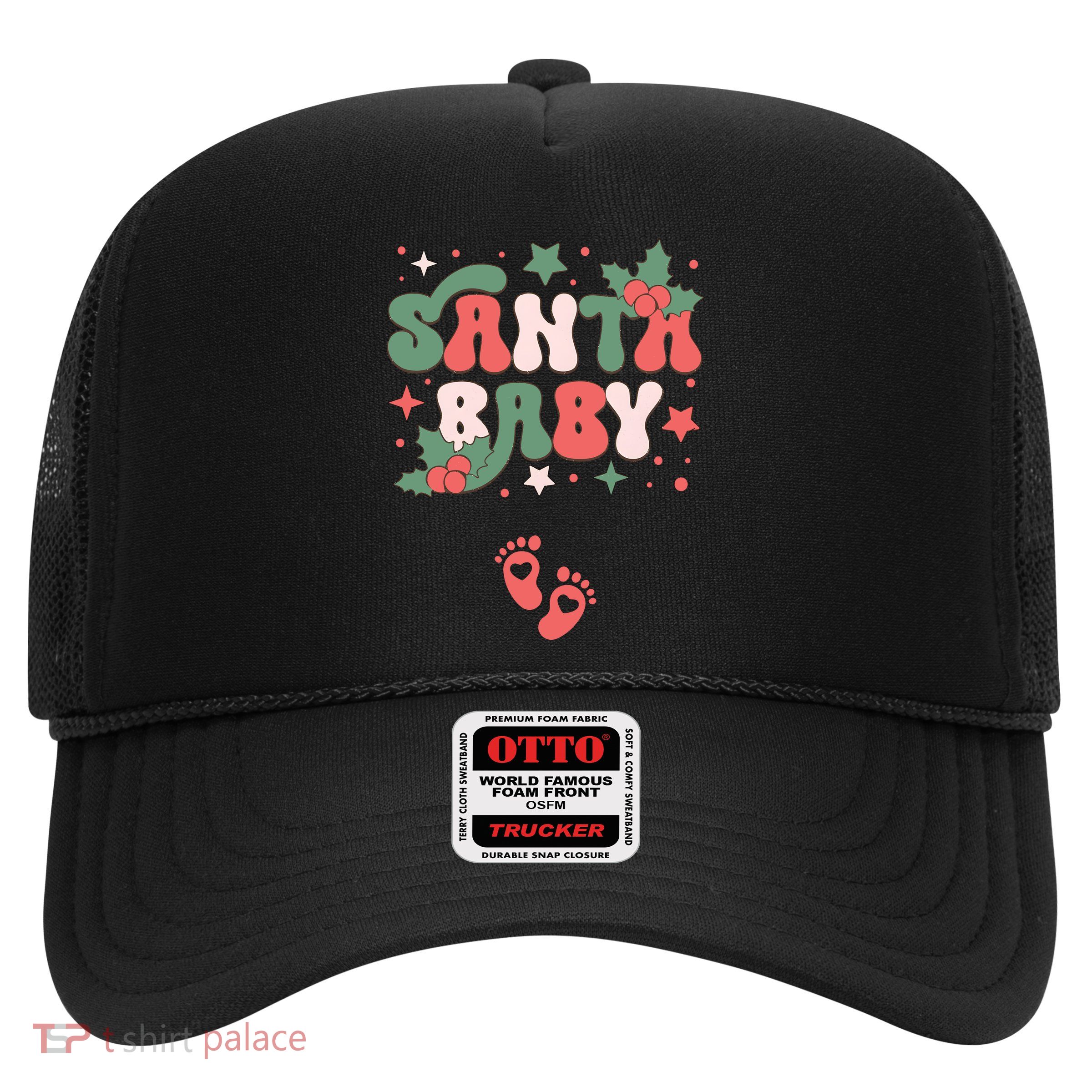 Christmas Pregnancy Announcement Santa Baby Trucker Hat