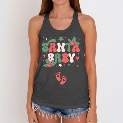 Christmas Pregnancy Announcement Santa Baby Women's Knotted Racerback Tank