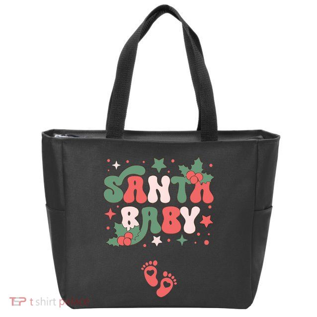 Christmas Pregnancy Announcement Santa Baby Zip Tote Bag
