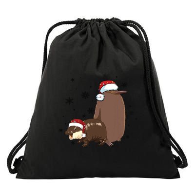 Christmas Pesto And Moo Deng Friendship Drawstring Bag