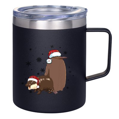 Christmas Pesto And Moo Deng Friendship 12oz Stainless Steel Coffee Mug
