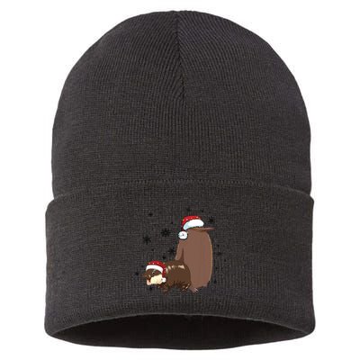 Christmas Pesto And Moo Deng Friendship Sustainable Knit Beanie