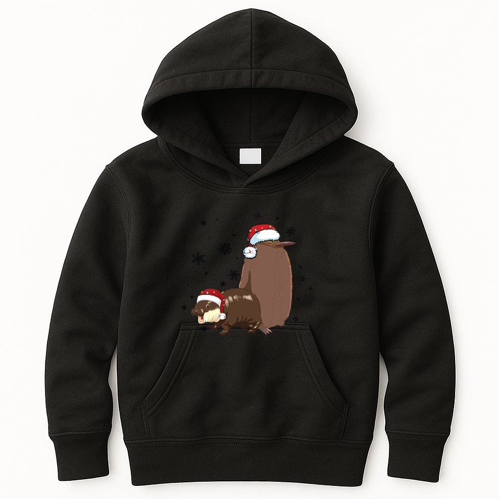 Christmas Pesto And Moo Deng Friendship Kids Hoodie