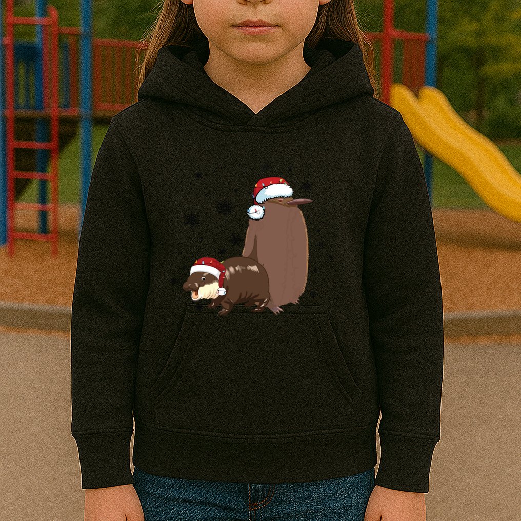 Christmas Pesto And Moo Deng Friendship Kids Hoodie
