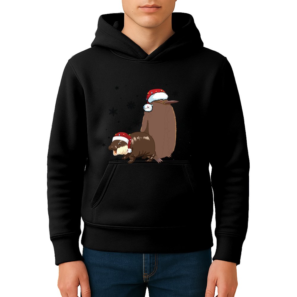 Christmas Pesto And Moo Deng Friendship Kids Hoodie