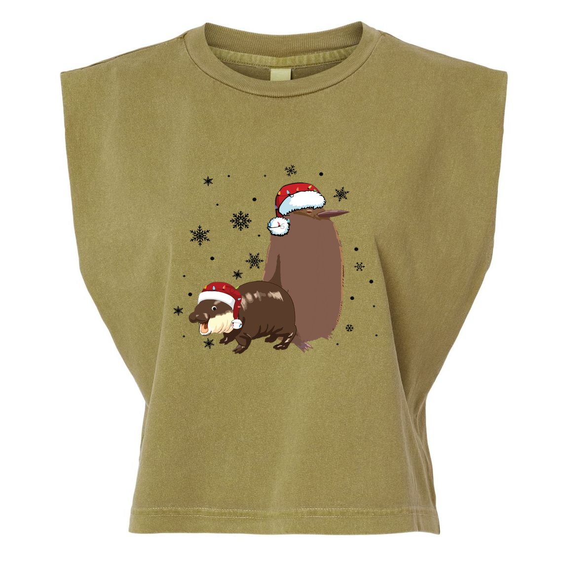 Christmas Pesto And Moo Deng Friendship Garment-Dyed Women's Muscle Tee