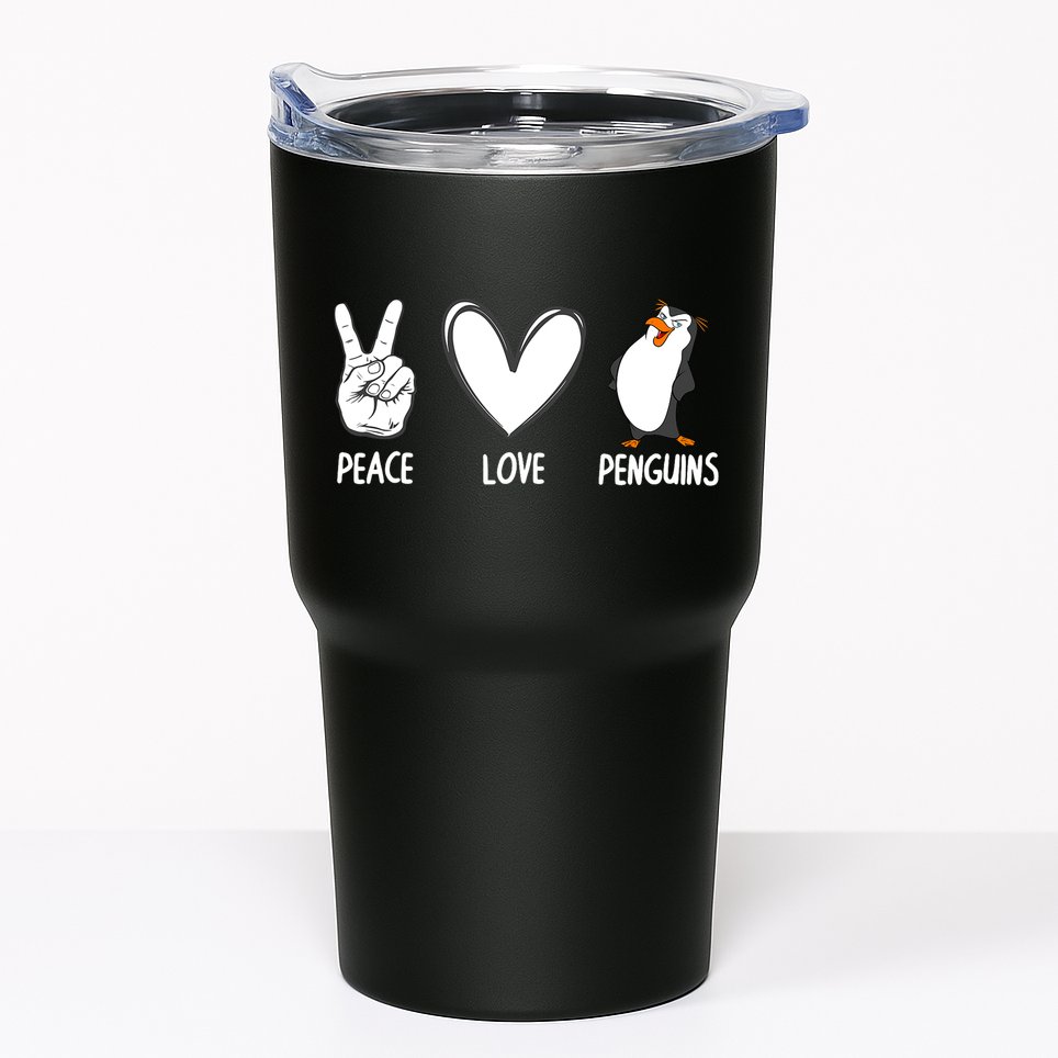 Cool Penguin Art For Men Women Peace Love Penguins Zookeeper Tumbler
