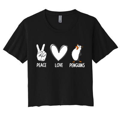 Cool Penguin Art For Men Women Peace Love Penguins Zookeeper Crop Top