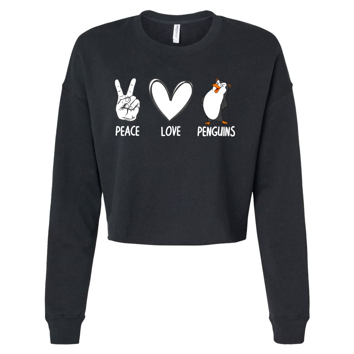 Cool Penguin Art For Men Women Peace Love Penguins Zookeeper Cropped Pullover Crew