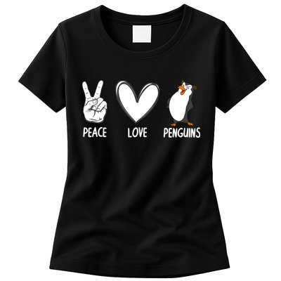 Cool Penguin Art For Men Women Peace Love Penguins Zookeeper Womens T-Shirt