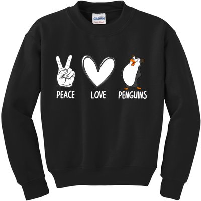 Cool Penguin Art For Men Women Peace Love Penguins Zookeeper Kids Sweatshirt