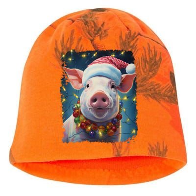 Christmas Pop Art Vintage Zoo Farm Xmas Animal Pig Gift Kati - Camo Knit Beanie