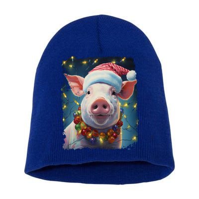 Christmas Pop Art Vintage Zoo Farm Xmas Animal Pig Gift Short Acrylic Beanie