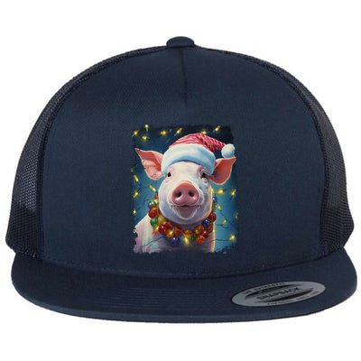 Christmas Pop Art Vintage Zoo Farm Xmas Animal Pig Gift Flat Bill Trucker Hat