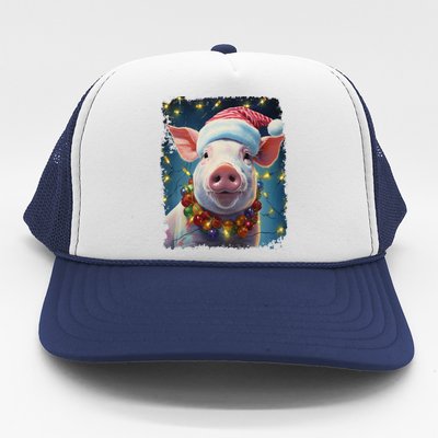 Christmas Pop Art Vintage Zoo Farm Xmas Animal Pig Gift Trucker Hat