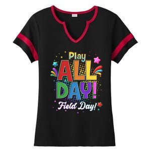 Colorful Play All Day Field Day Ladies Halftime Notch Neck Tee