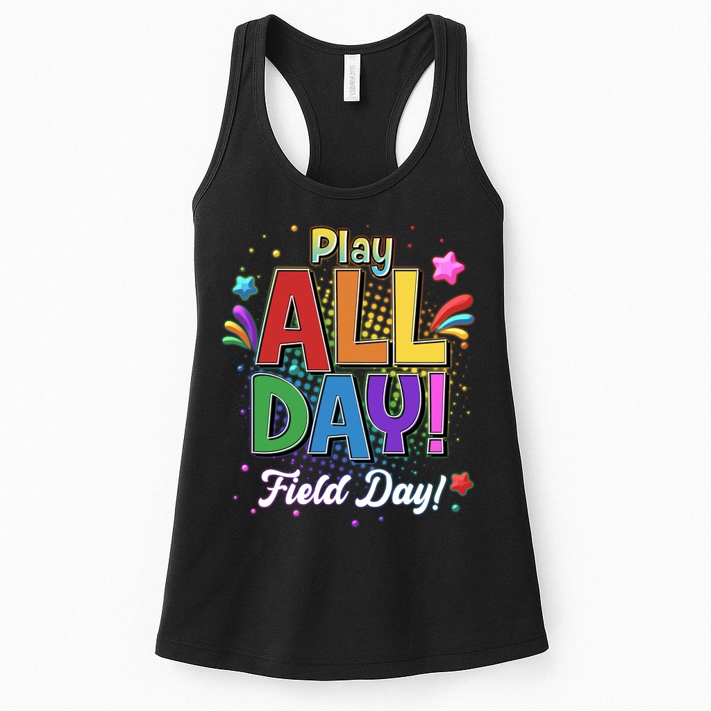 Colorful Play All Day Field Day Womens Tank Top