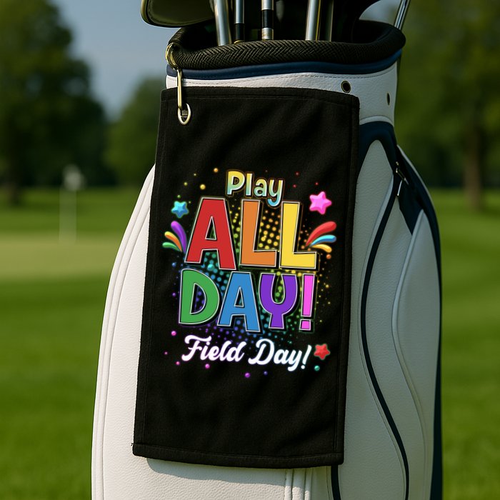 Colorful Play All Day Field Day Golf Towel