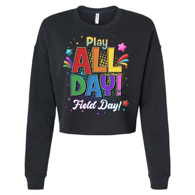 Colorful Play All Day Field Day Cropped Pullover Crew
