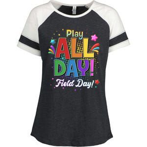 Colorful Play All Day Field Day Enza Ladies Jersey Colorblock Tee