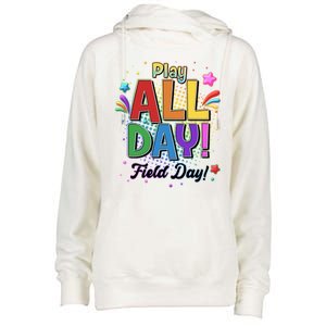 Colorful Play All Day Field Day Womens Funnel Neck Pullover Hood