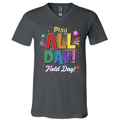 Colorful Play All Day Field Day V-Neck T-Shirt