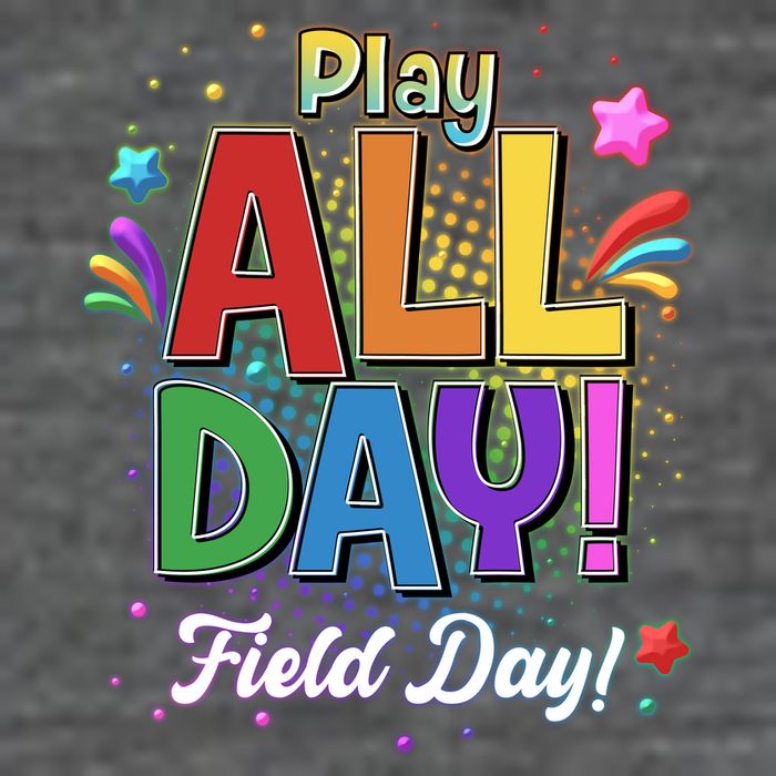 Colorful Play All Day Field Day 7-Panel Snapback Hat