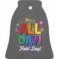 Colorful Play All Day Field Day Ceramic Bell Ornament