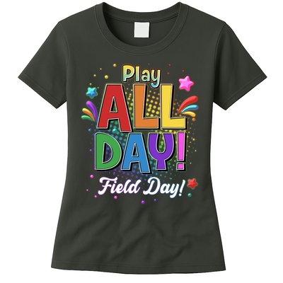 Colorful Play All Day Field Day Womens T-Shirt