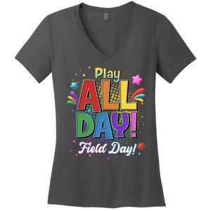 Colorful Play All Day Field Day Women's V-Neck T-Shirt