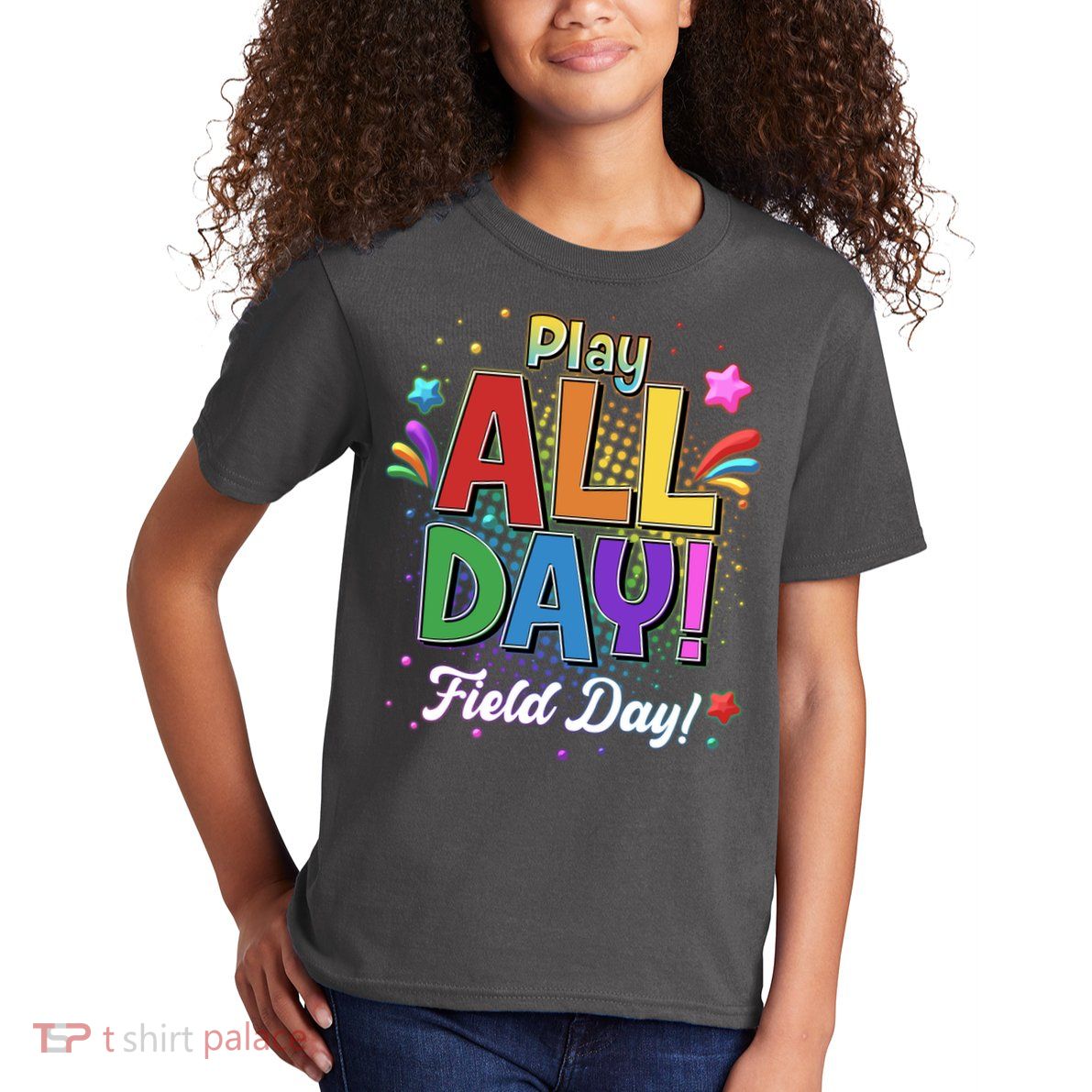 Colorful Play All Day Field Day Kids T-Shirt