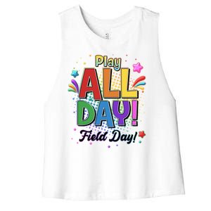 Colorful Play All Day Field Day Women's Racerback Cropped Tank