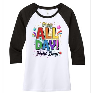 Colorful Play All Day Field Day Women's Tri-Blend 3/4-Sleeve Raglan Shirt