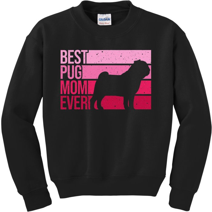 Cute Pug Art For Mom  Breed Pet Dog Puppy Pug Lovers Kids Sweatshirt